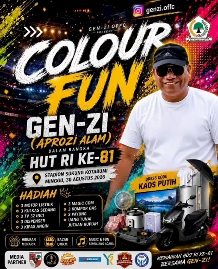 Colour Fun HUT RI Ala Aprozi Alam Siapkan Doorprize Puluhan Juta Rupiah