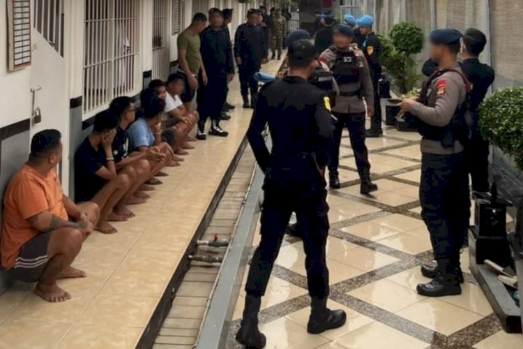 Brimob Lampung Perketat Pengamanan Razia Gabungan di Lapas Narkotika Bandar Lampung