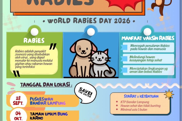Mulai 28 September, Pemkot Bandar Lampung Gelar Vaksin Rabies Gratis