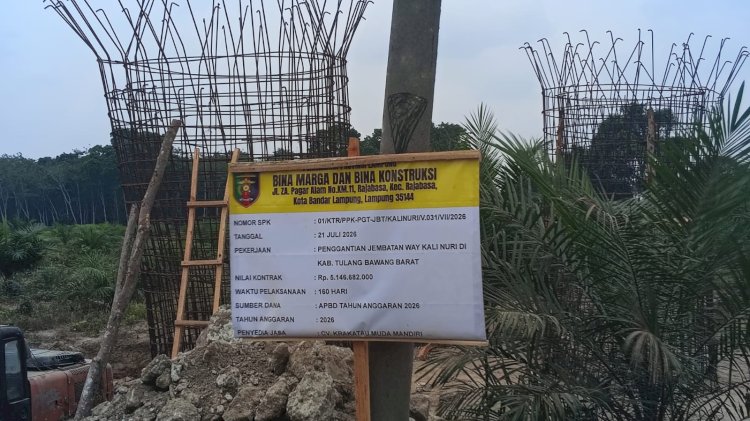 Proyek Jembatan Way Kali Nuri Rp5,1 Miliar Disorot, Besi Beda Merek dan Pengecoran Tak Kunjung Jalan