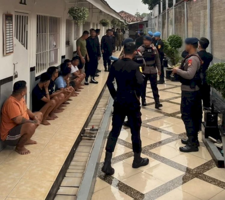 Brimob Lampung Perketat Pengamanan Razia Gabungan di Lapas Narkotika Bandar Lampung