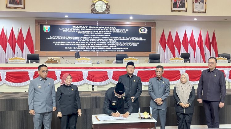Perubahan APBD Lampung 2026 Disepakati, Pendapatan Rp7,03 T dan Belanja Rp8,03 T