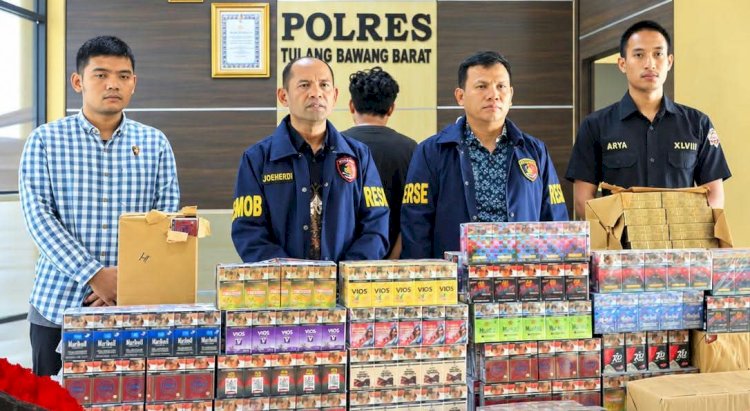 Polisi Sita 75 Ribu Batang Rokok Ilegal di Tubaba, Dua Orang Diamankan